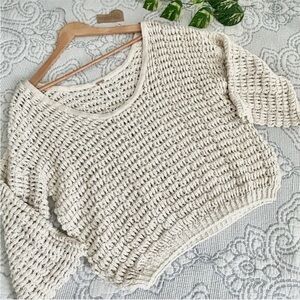 Free People | Women’s Crochet Cozy Pull Over Sweater in Ivory XL